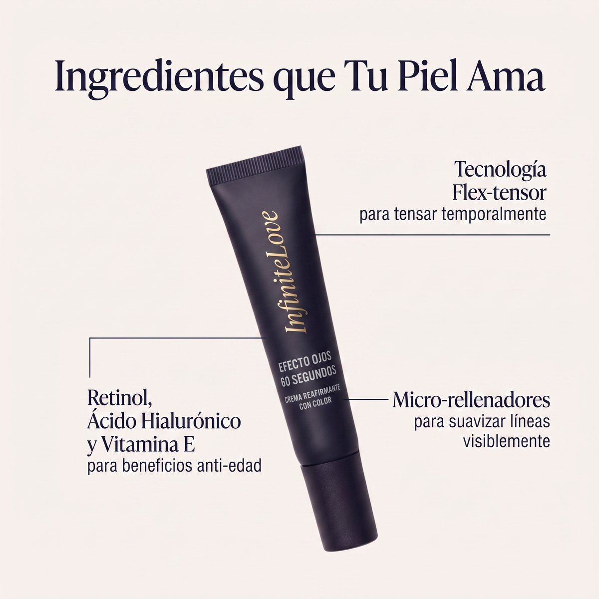 Crema Reafirmante de Contorno de Ojos 60 Segundos - Efecto Tensor Instantáneo con Color