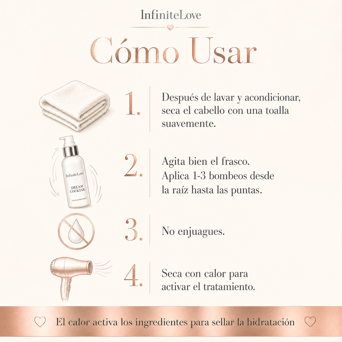 Infinite Love Bcn Dream Cocktail - Tratamiento Capilar con Aceite de Coco Sin Enjuague