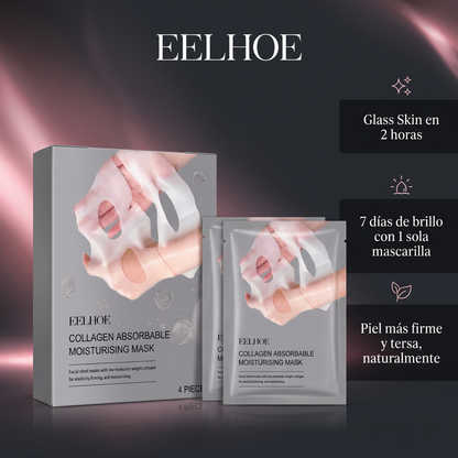 Mascarilla de Bio-Colágeno Efecto Glass Skin (4 Mascarillas por Unidad)