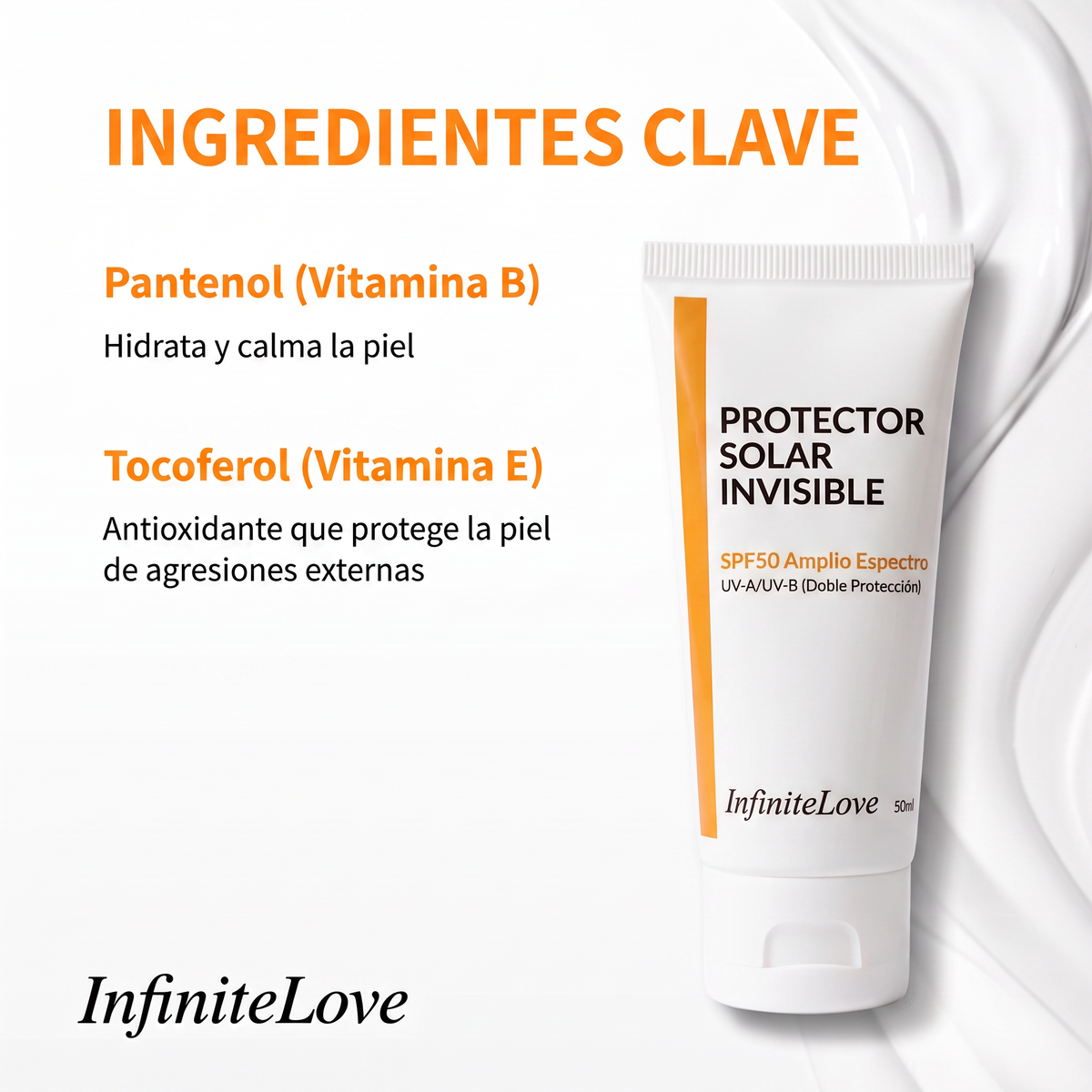 Protector Solar Invisible SPF50 Amplio Espectro para Rostro y Cuerpo 50ml
