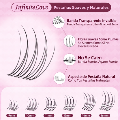 Kit de Pestañas en Racimo DIY - Estilos Idol y Brown Idol con Adhesivo Sellador y Pinzas