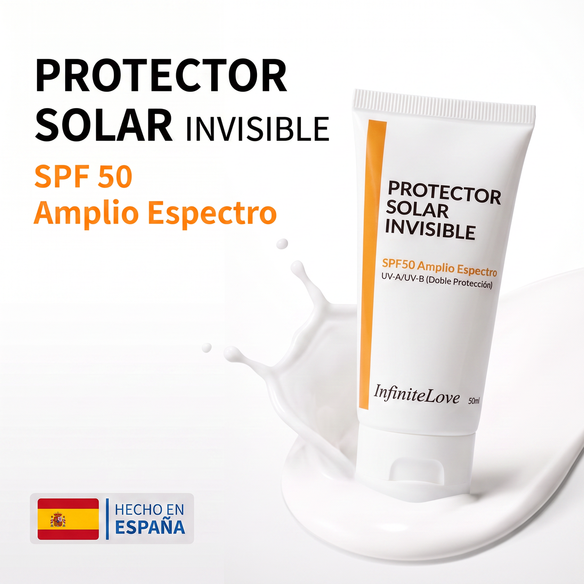Protector Solar Invisible SPF50 Amplio Espectro para Rostro y Cuerpo 50ml