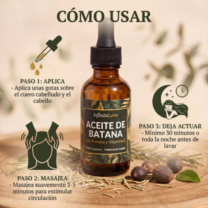 Aceite de Batana Orgánico con Romero y Vitamina E - Tratamiento Capilar 60ml