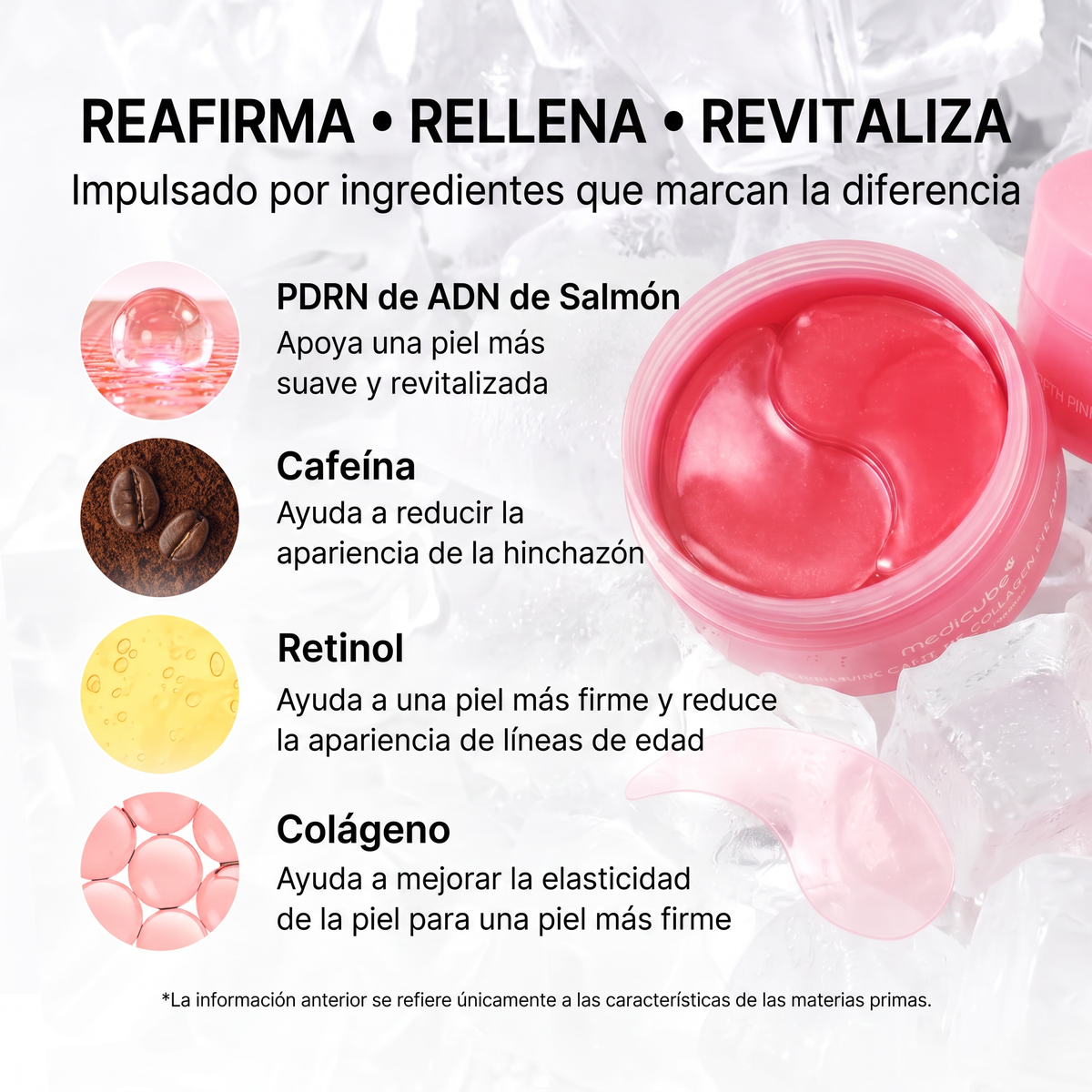 Parches de Hidrogel PDRN con Cafeína y Colágeno para Contorno de Ojos 60 Unidades 85g