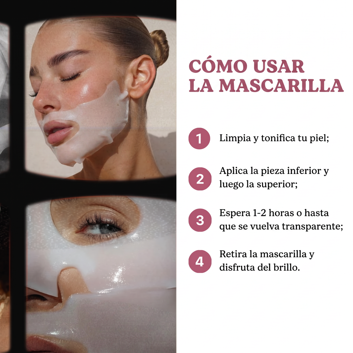 Mascarilla de Bio-Colágeno Efecto Glass Skin (4 Mascarillas por Unidad)