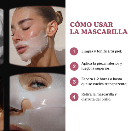 Mascarilla de Bio-Colágeno Efecto Glass Skin (4 Mascarillas por Unidad)