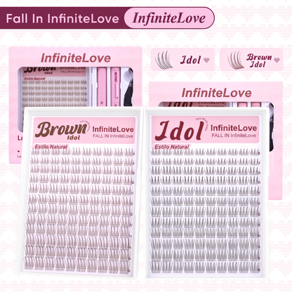 Kit de Pestañas en Racimo DIY - Estilos Idol y Brown Idol con Adhesivo Sellador y Pinzas