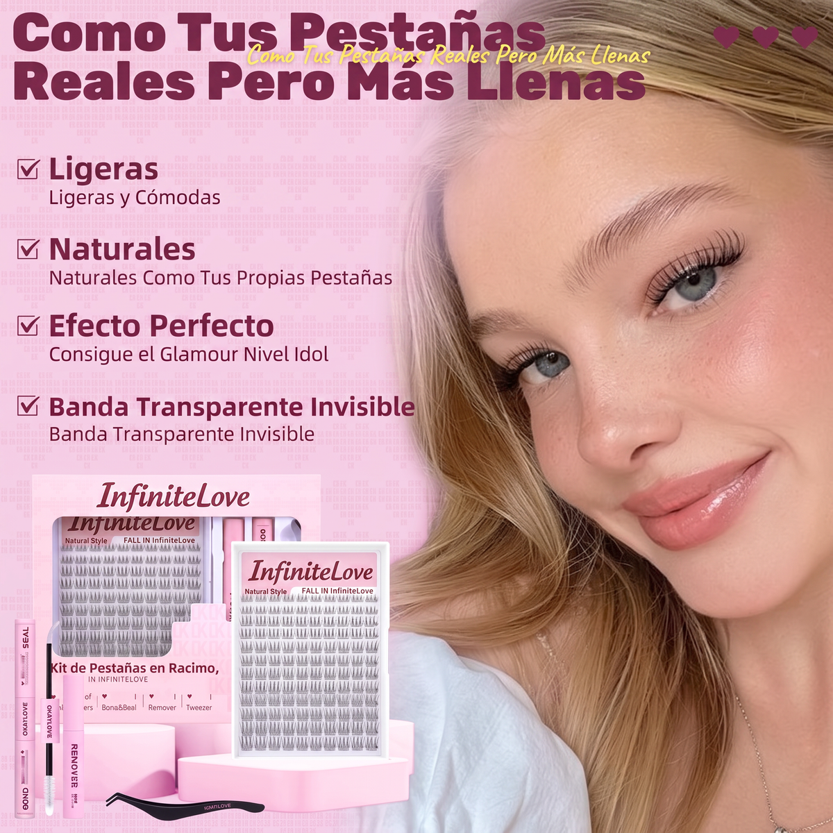 Kit de Pestañas en Racimo DIY - Estilos Idol y Brown Idol con Adhesivo Sellador y Pinzas