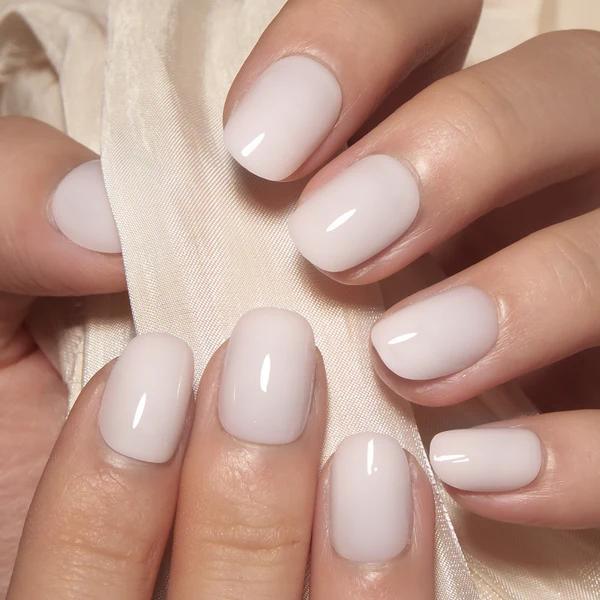 Uñas Postizas de Gel Premium Press-On Blanco Lechoso 30 Piezas - Acabado Ultra Brillante Calidad Salón