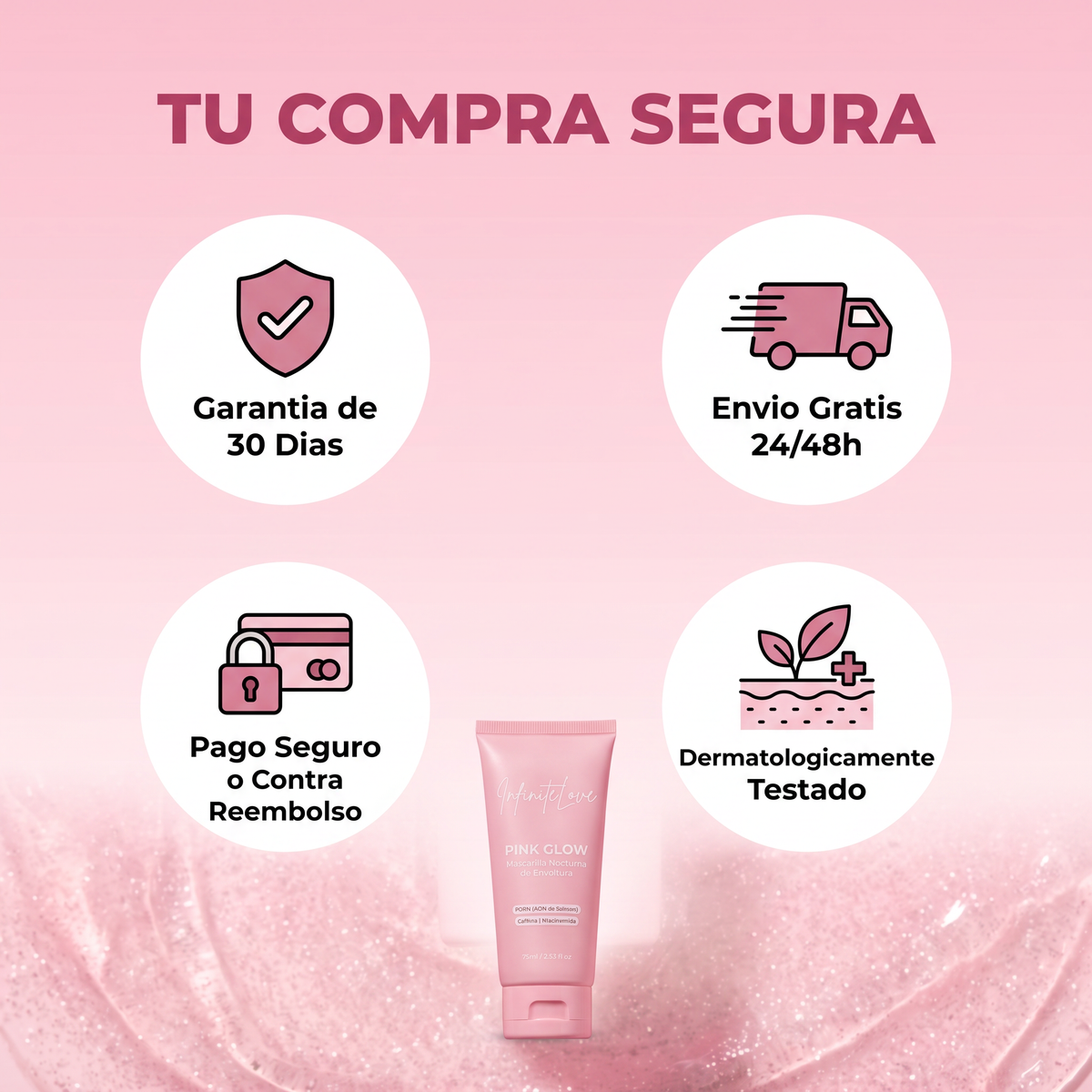 Pink Glow - Mascarilla Nocturna de Envoltura con PDRN y Cafeína 75ml