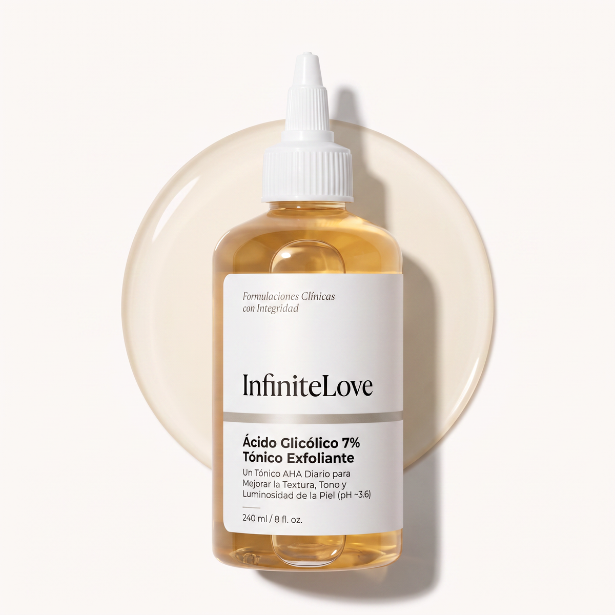 Tónico Exfoliante Ácido Glicólico 7% AHA Luminosidad Textura Vegano 240ml