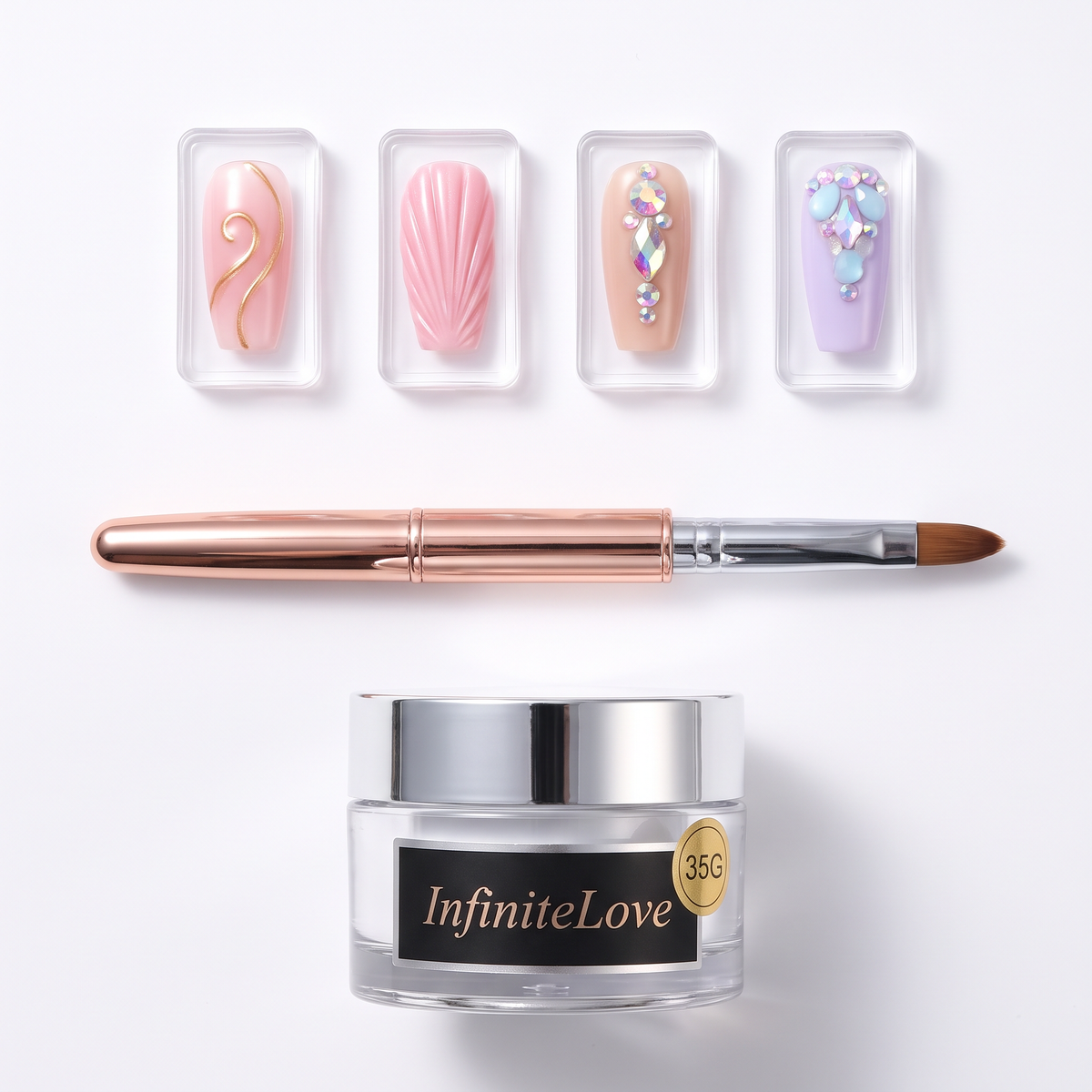 Gel Adhesivo para Piedras de Uñas con Pincel - Kit Nail Art Profesional 35g
