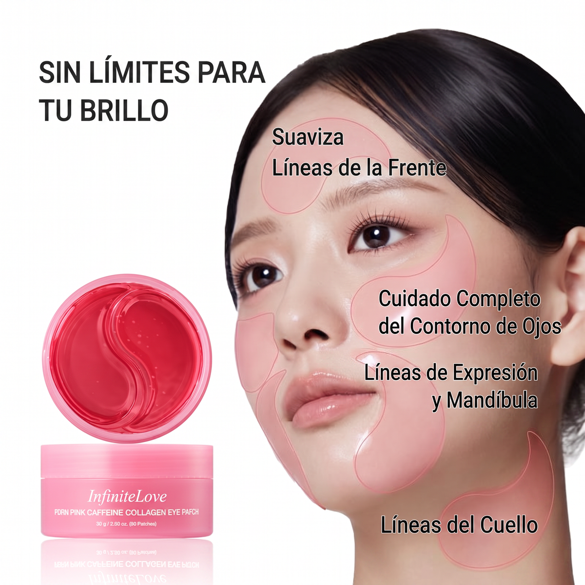 Parches de Hidrogel PDRN con Cafeína y Colágeno para Contorno de Ojos 60 Unidades 85g