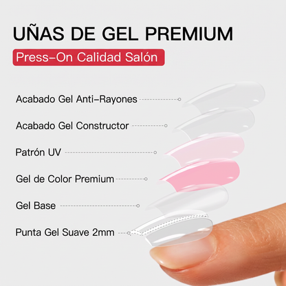 Uñas Postizas de Gel Premium Press-On Blanco Lechoso 30 Piezas - Acabado Ultra Brillante Calidad Salón