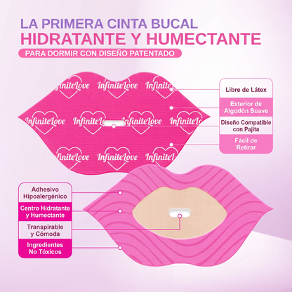 Cinta Bucal Nocturna con Colágeno, Ácido Hialurónico y Vitamina E - 30 Unidades