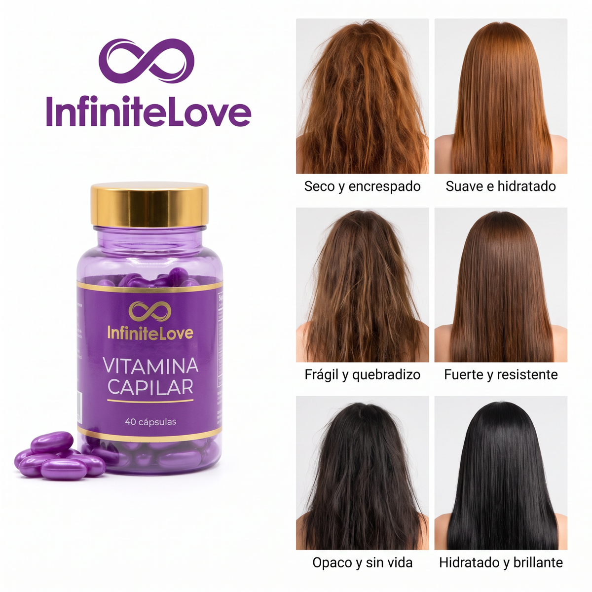 Cápsulas Vitamínicas Capilares con Argán - Tratamiento Reparador Anti-Frizz (40 uds)