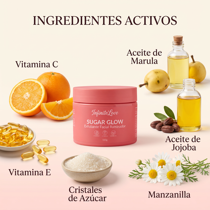 Sugar Glow - Exfoliante Facial Iluminador con Vitamina C y Ácido Glicólico 150g