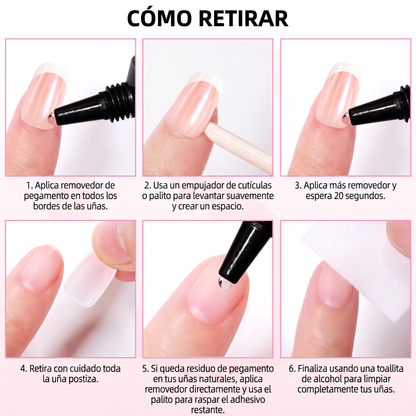Uñas Postizas de Gel Premium Press-On Blanco Lechoso 30 Piezas - Acabado Ultra Brillante Calidad Salón