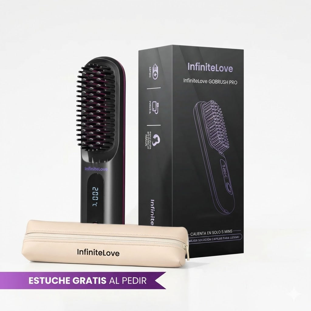 Cepillo Alisador Térmico de Cerámica 'GoBrush Pro' para Control de Frizz, Remolinos y Peinado Rápido (Ideal Pelo Corto)