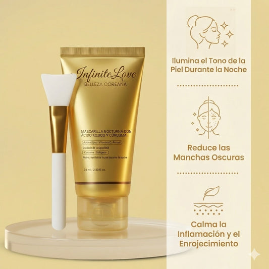 Mascarilla Coreana Nocturna de Cúrcuma y Ácido Kójico para Manchas, Melasma y Brillo Instantáneo