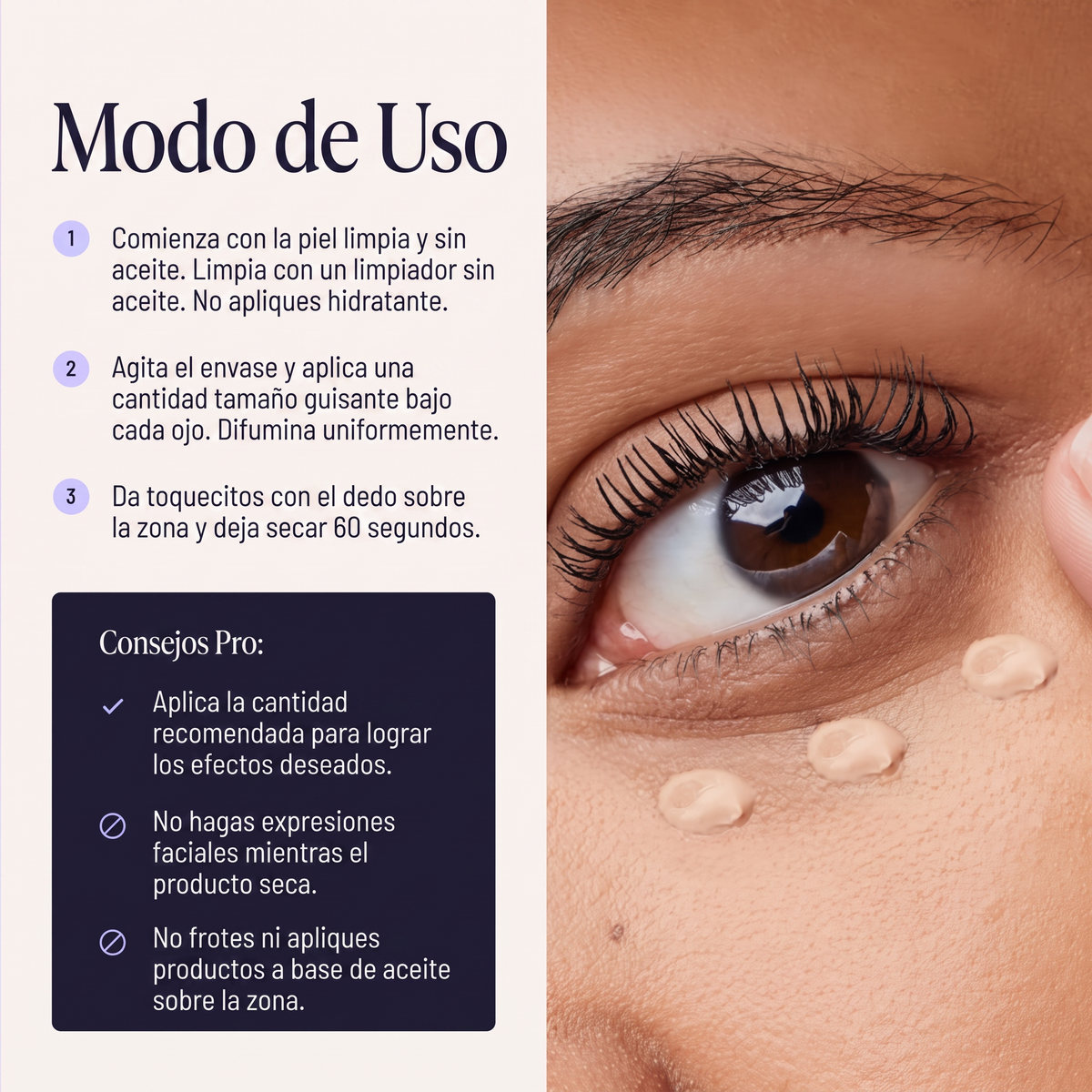 Crema Reafirmante de Contorno de Ojos 60 Segundos - Efecto Tensor Instantáneo con Color