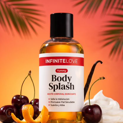 Body Splash Yummy - Aceite Corporal Hidratante con Cártamo, Jojoba y Rosa Mosqueta (240ml)