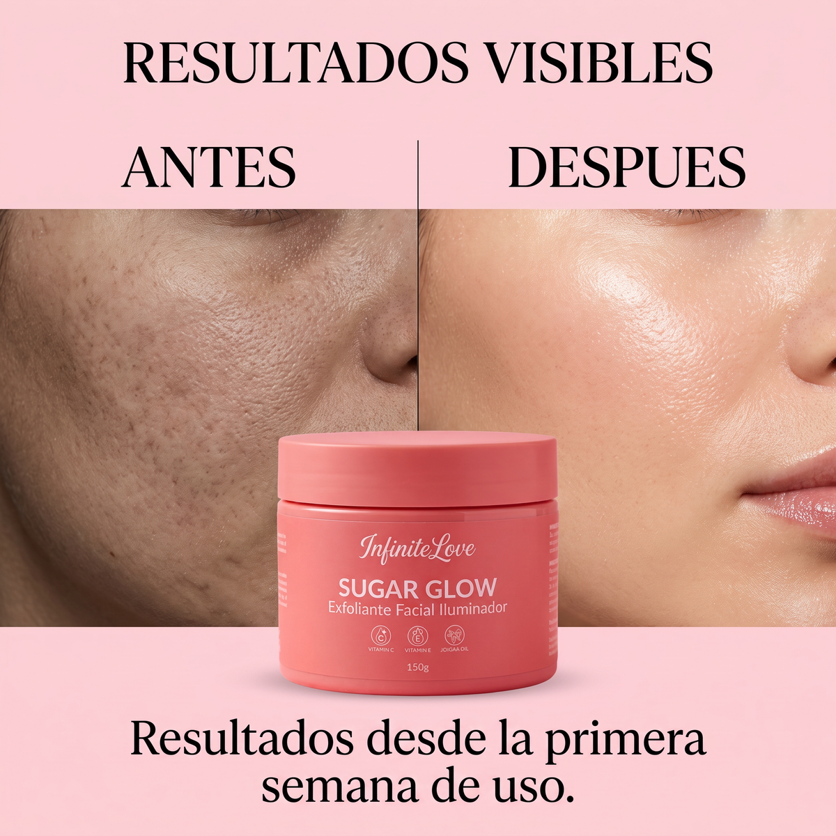 Sugar Glow - Exfoliante Facial Iluminador con Vitamina C y Ácido Glicólico 150g